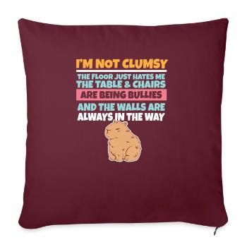 Je ne suis pas maladroit Le sol me déteste Capybara stupide - Housse de coussin décorative 45 x 45 cm - bordeaux - Devant