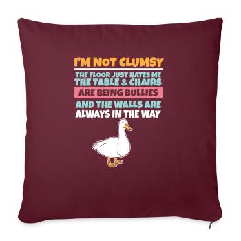 Je ne suis pas maladroit Le sol me déteste Canard stupide - Housse de coussin décorative 45 x 45 cm - bordeaux - Devant
