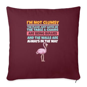 Je ne suis pas maladroit Le sol me déteste Flamant rose stupide - Housse de coussin décorative 45 x 45 cm - bordeaux - Devant
