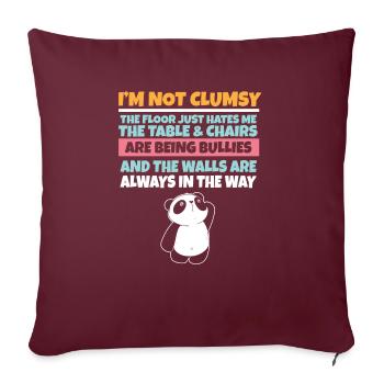 Je ne suis pas maladroit Le sol me déteste Panda stupide - Housse de coussin décorative 45 x 45 cm - bordeaux - Devant