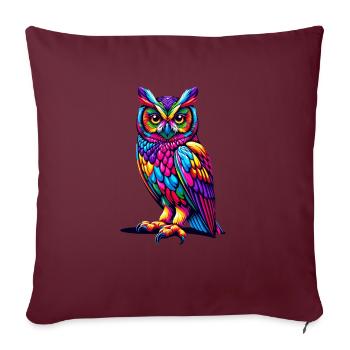Coloré Pop Art hibou oiseau hibou hiboux amant - Housse de coussin décorative 45 x 45 cm - bordeaux - Devant