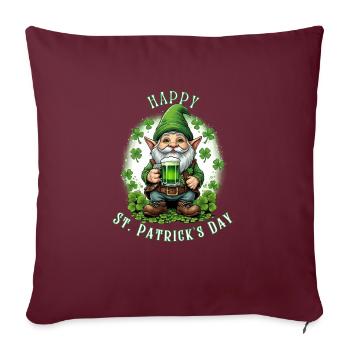 Leprechaun de la Saint-Patrick I Bière verte I - Housse de coussin décorative 45 x 45 cm - bordeaux - Devant