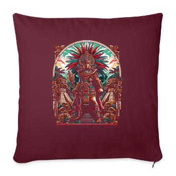 Guerrier aztèque Civilisation aztèque mexicaine indigène - Housse de coussin décorative 45 x 45 cm - bordeaux - Devant