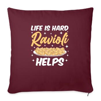 Lustige Italienisches Ravioli Pasta - Sofakissenbezug 45 x 45 cm - Burgunderrot - Vorne