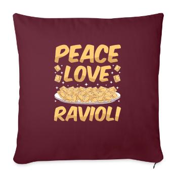 Lustige Italienisches Ravioli Pasta - Sofakissenbezug 45 x 45 cm - Burgunderrot - Vorne