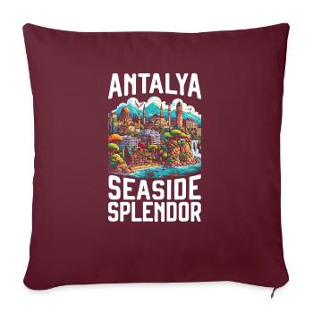 Antalya Turquie Voyage Vacances J’aime la Turquie - Housse de coussin décorative 45 x 45 cm - bordeaux - Devant