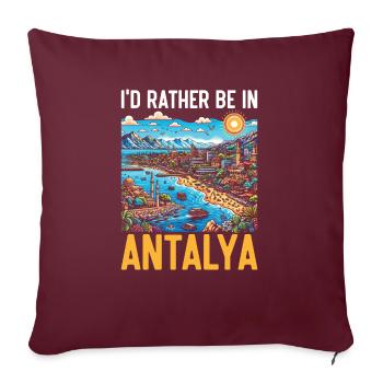 Antalya Turquie Voyage Vacances J’aime la Turquie - Housse de coussin décorative 45 x 45 cm - bordeaux - Devant