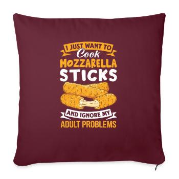 Bâtonnets de mozzarella au fromage - Housse de coussin décorative 45 x 45 cm - bordeaux - Devant
