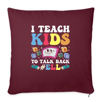 Professeur d’anglais Apprenant d’anglais Professeur d’anglais ELL - Housse de coussin décorative 45 x 45 cm - bordeaux - Devant