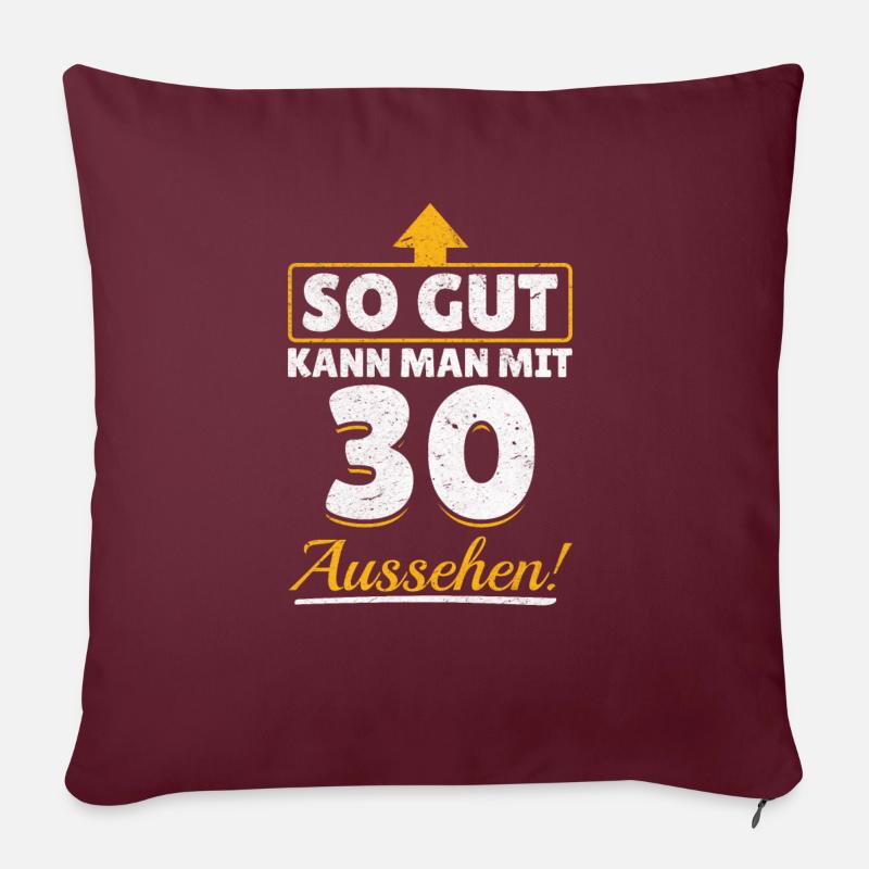 30. Geburtstag - Sofakissenbezug 45 x 45 cm - Burgunderrot