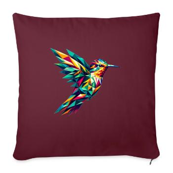 Colibri dans la représentation polygonale - Housse de coussin décorative 45 x 45 cm - bordeaux - Devant