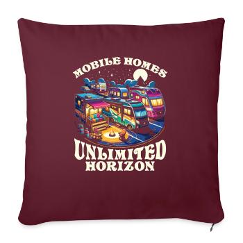 Mobil-home Camping-car Trailer Park Rolling Home - Housse de coussin décorative 45 x 45 cm - bordeaux - Devant