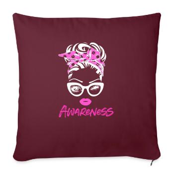 Sensibilisation au cancer du sein - Housse de coussin décorative 45 x 45 cm - bordeaux - Devant