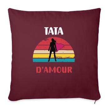 tata d'amour rétro vintage cadeau tante - Housse de coussin décorative 45 x 45 cm - bordeaux - Devant