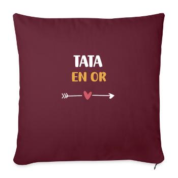 tata en or coeur cadeau tante - Housse de coussin décorative 45 x 45 cm - bordeaux - Devant
