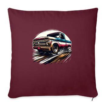 LKW Vintage Old Classic School American Pickup - Sofakissenbezug 45 x 45 cm - Burgunderrot - Vorne
