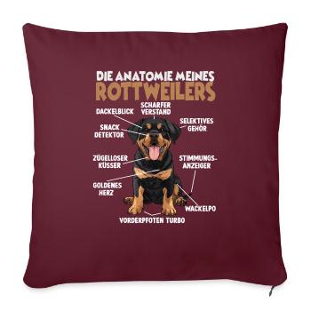 Drôle de Rottweiler T pour les promenades de chiens des propriétaires de chiens - Housse de coussin décorative 45 x 45 cm - bordeaux - Devant