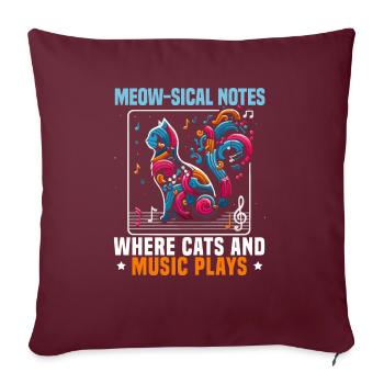 Musique Chat Instrument De Musique Kitty Pet Musicien - Housse de coussin décorative 45 x 45 cm - bordeaux - Devant
