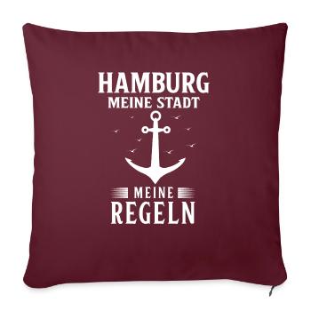 Hamburg Hansestadt Norddeutsch Plattdeutsch - Sofakissenbezug 45 x 45 cm - Burgunderrot - Vorne