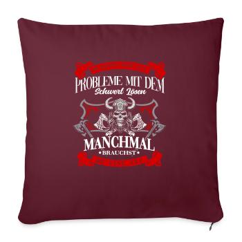 Wikinger Tshirt Viking Valhalla Walhalla Gott Odin - Sofakissenbezug 45 x 45 cm - Burgunderrot - Vorne