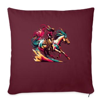 Reiten Reiten Reiten Reitpferde - Sofakissenbezug 45 x 45 cm - Burgunderrot - Vorne