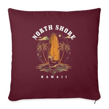 North Shore Hawaï Surf Vintage Surfer - Housse de coussin décorative 45 x 45 cm - bordeaux - Devant