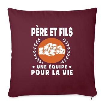 Vater Sohn Vintage Retro Schuss Stich Papa - Sofakissenbezug 45 x 45 cm - Burgunderrot - Vorne