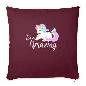 Être incroyable mignon licorne rose arc-en-ciel magique cool - Housse de coussin décorative 45 x 45 cm - bordeaux - Devant