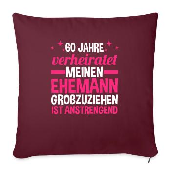 Mariage Noces de diamant 60 ans de mariage Hochz - Housse de coussin décorative 45 x 45 cm - bordeaux - Devant