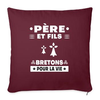 Vater und Sohn Brittany Breton Vater - Sofakissenbezug 45 x 45 cm - Burgunderrot - Vorne