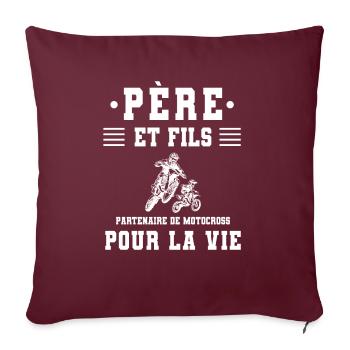 père fils motocross motard - Housse de coussin décorative 45 x 45 cm - bordeaux - Devant