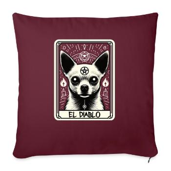 Carte de tarot Le Diable XV, Carte de tarot Chihuahua - Housse de coussin décorative 45 x 45 cm - bordeaux - Devant