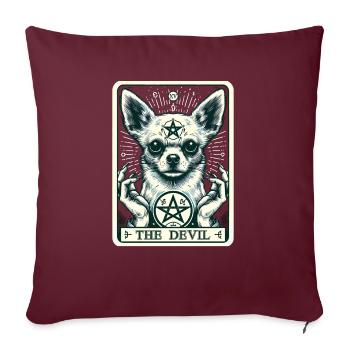 Carte de tarot Le Diable XV, Carte de tarot Chihuahua - Housse de coussin décorative 45 x 45 cm - bordeaux - Devant