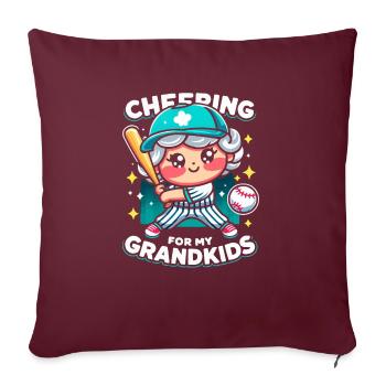 Journée des grands-parents de grand-mère de baseball - Housse de coussin décorative 45 x 45 cm - bordeaux - Devant