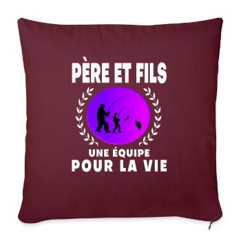père fils pêche vintage rétro sunset papa pêcheur - Housse de coussin décorative 45 x 45 cm - bordeaux - Devant