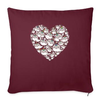 Amoureux du narval Licorne de l’animal marin Narval - Housse de coussin décorative 45 x 45 cm - bordeaux - Devant