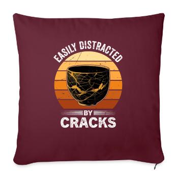 Conception japonaise de réparation de l’or Kintsukuroi - Housse de coussin décorative 45 x 45 cm - bordeaux - Devant