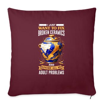 Conception japonaise de réparation de l’or Kintsukuroi - Housse de coussin décorative 45 x 45 cm - bordeaux - Devant
