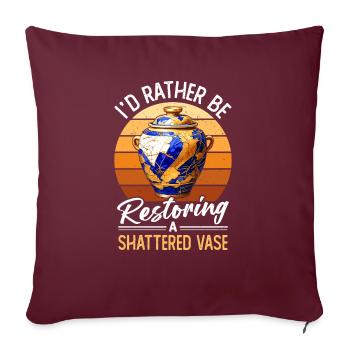 Conception japonaise de réparation de l’or Kintsukuroi - Housse de coussin décorative 45 x 45 cm - bordeaux - Devant