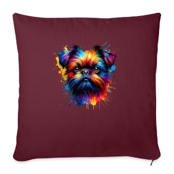 Bunte Splash Art Brüssel Griffon Griffon - Sofakissenbezug 45 x 45 cm - Burgunderrot - Vorne