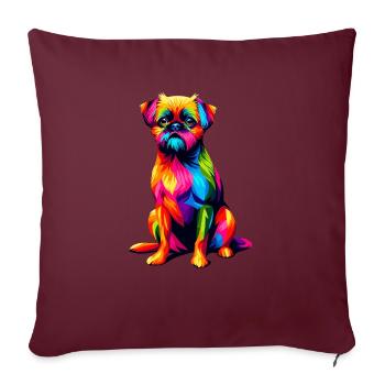 Bunte Pop Art Brüssel Griffon Griffon - Sofakissenbezug 45 x 45 cm - Burgunderrot - Vorne