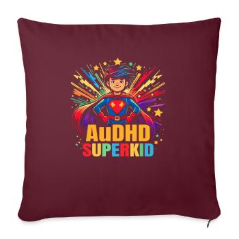 AuDHD Autisme TDAH Spectre autistique Neurodiversité - Housse de coussin décorative 45 x 45 cm - bordeaux - Devant