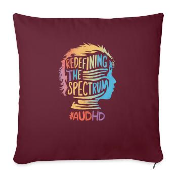 AuDHD Autisme TDAH Spectre autistique Neurodiversité - Housse de coussin décorative 45 x 45 cm - bordeaux - Devant