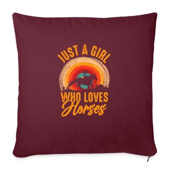 Amoureux des chevaux Équitation équestre - Housse de coussin décorative 45 x 45 cm - bordeaux - Devant