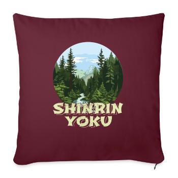 Shinrin Yoku Art Japonais Nature Forêt - Housse de coussin décorative 45 x 45 cm - bordeaux - Devant