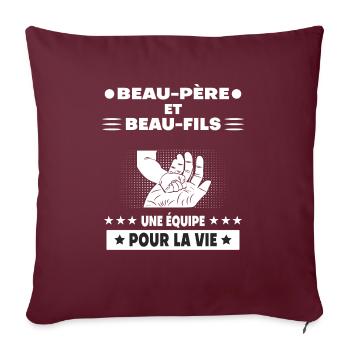 beau-père et beau-fils main père papa - Housse de coussin décorative 45 x 45 cm - bordeaux - Devant