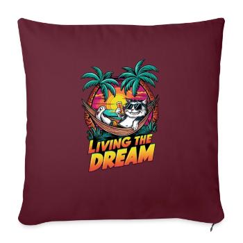 chat avec une biere à la plage - humour - Housse de coussin décorative 45 x 45 cm - bordeaux - Devant