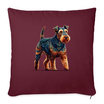 Mandala Art Lakeland Terrier Terriers Lakie - Housse de coussin décorative 45 x 45 cm - bordeaux - Devant