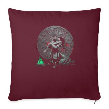 Guerrier aztèque Jaguar aztèque mexicain indigène - Housse de coussin décorative 45 x 45 cm - bordeaux - Devant