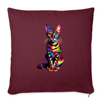 Chat Pop Art Coloré du Bengale - Housse de coussin décorative 45 x 45 cm - bordeaux - Devant
